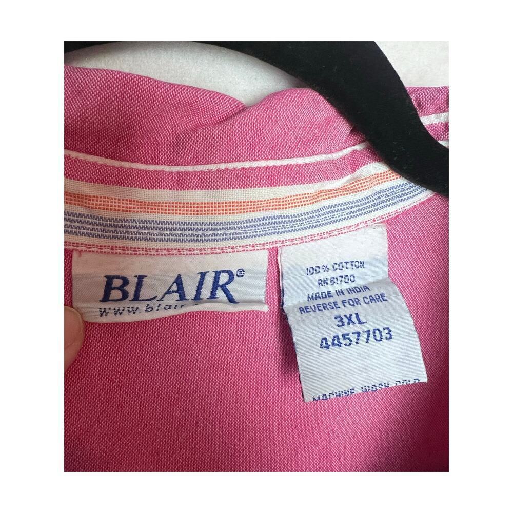Blair Vintage Women's Top Cotton Long Sleeve Pink Button Up Shirt Size 3XL - Picture 2 of 10